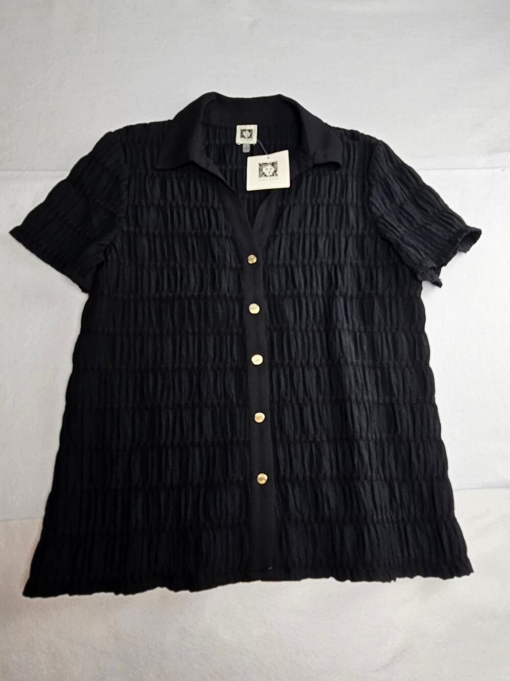 NWT Anne Klein Black Woven Top Size Medium